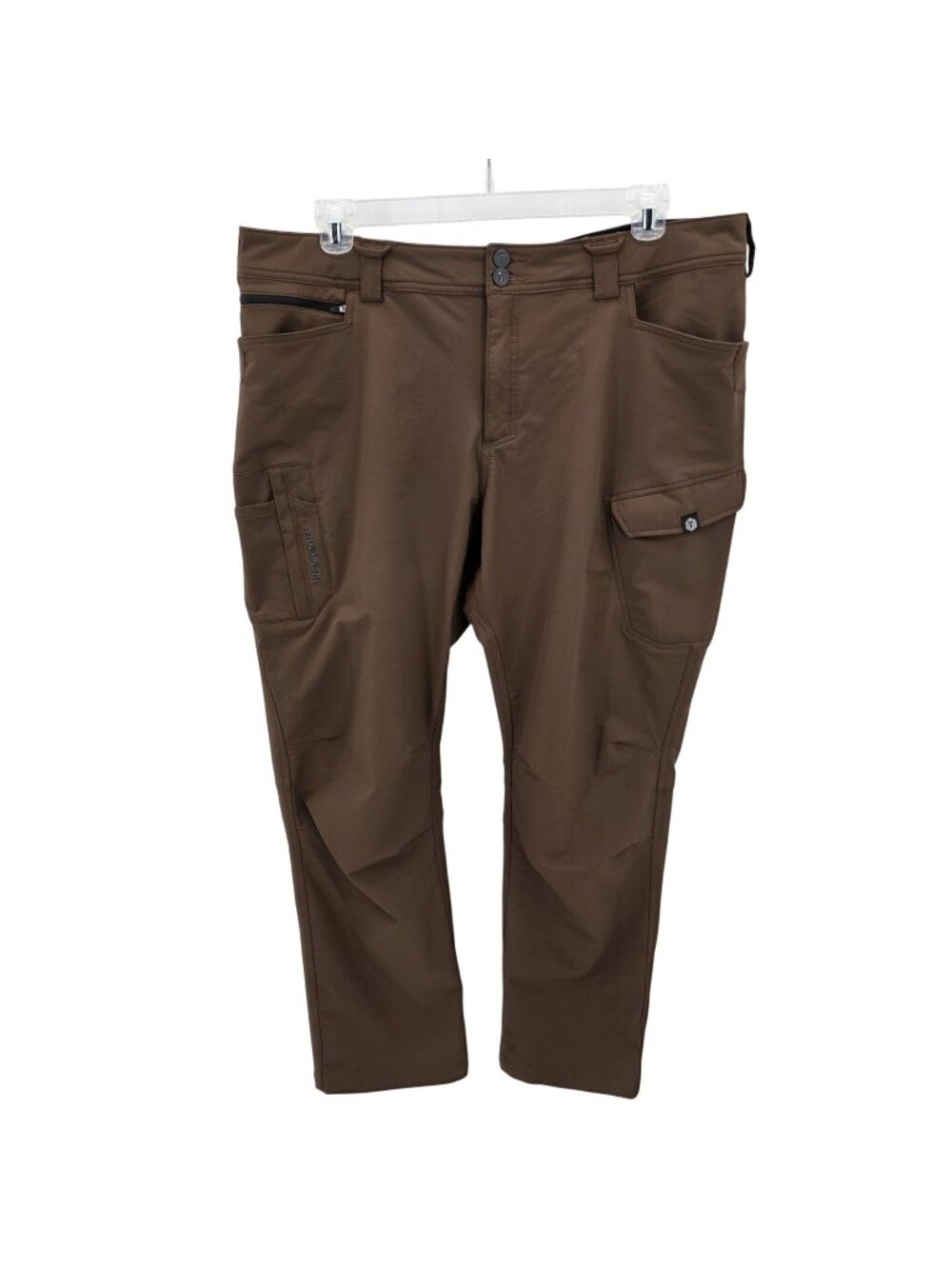 TRUEWERK Pants Mens 42x32 Brown Stretch Cargo Work Utility Technical Microfiber